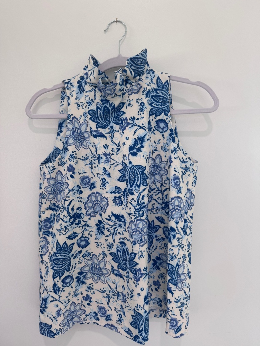 Tuckernuck Chintz Mason Floral High Neck Blouse with Tie Back